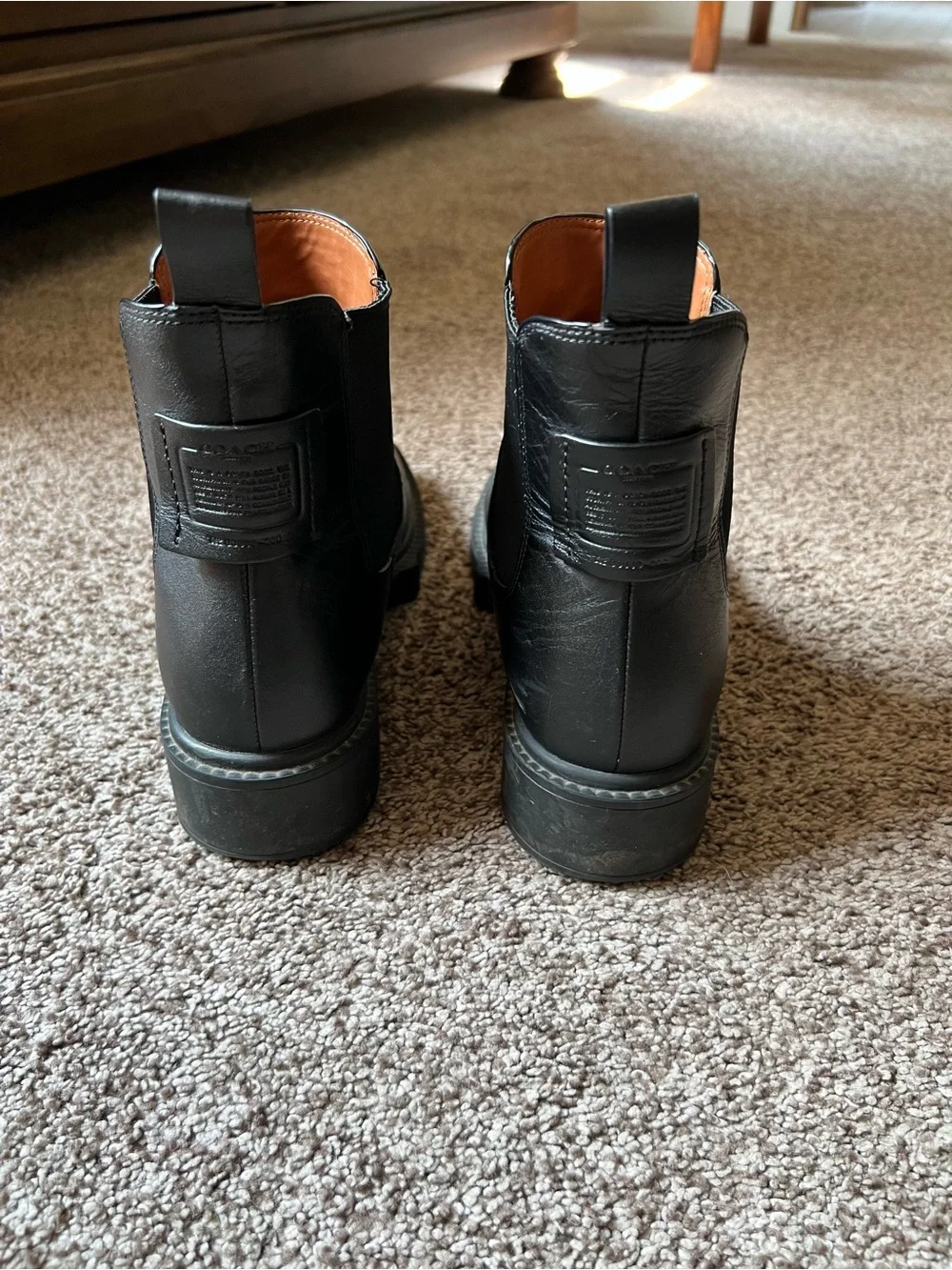 Coach Black Leather Chelsea Ankle Boots